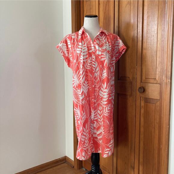 Old Navy Tropical Print Linen Blend Shift Dress, Size L - Picture 1 of 5